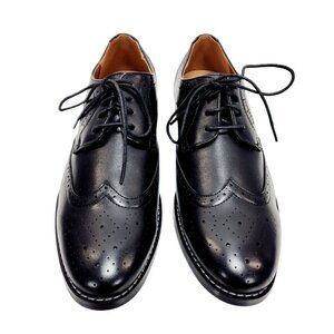 Mens Heez Black Leather Brogue Dress Shoes Size 11 New